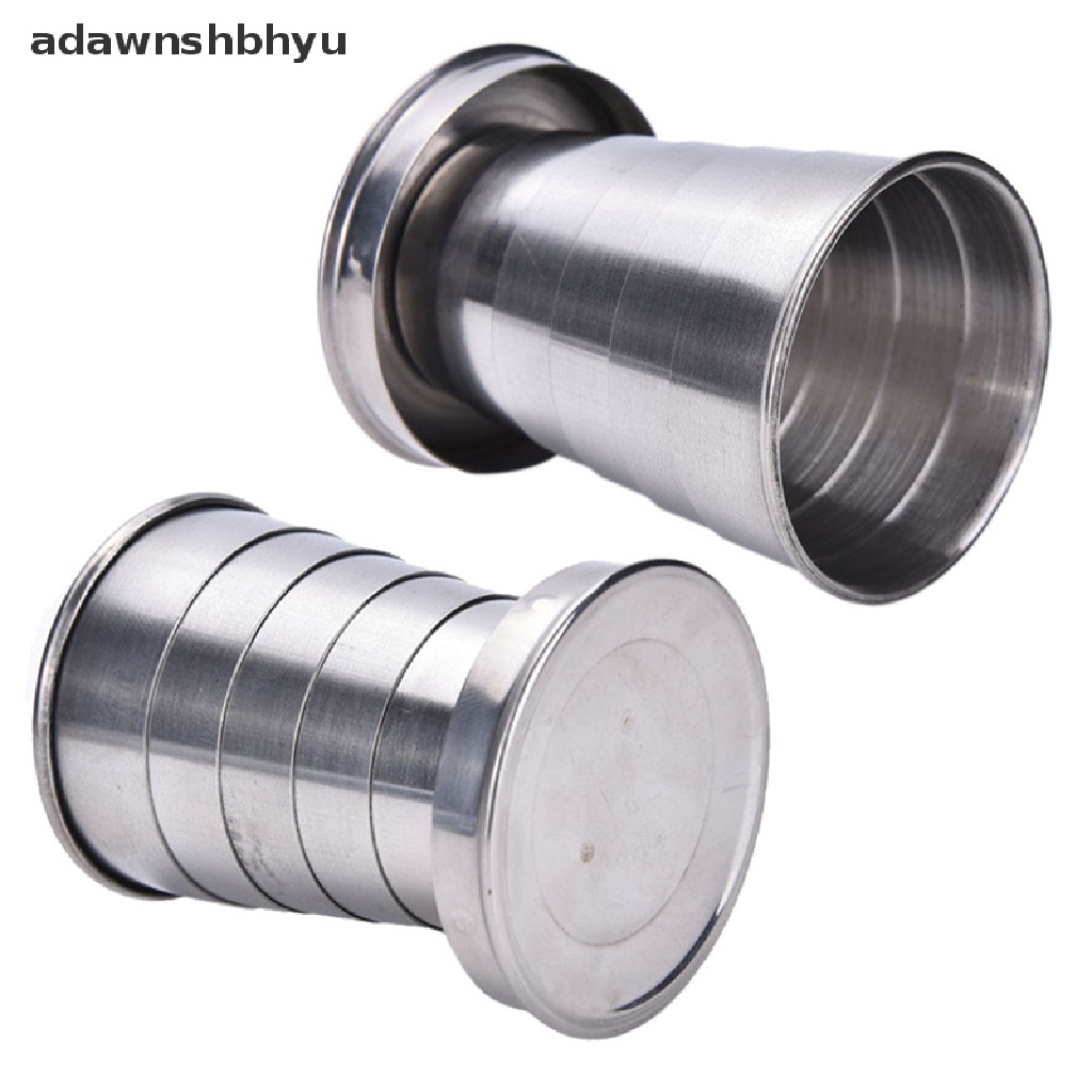 Adawnshbhyu Gelas Cangkir Lipat Stainless Steel Portable Outdoor Travel Lipat Collapsible Cup Telescopic