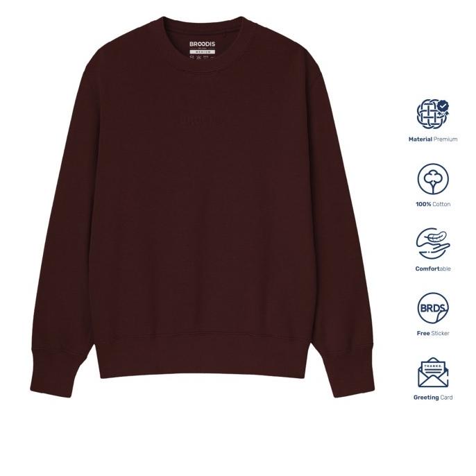 BROODIS Crewneck Basic Maroon - Crewneck Maroon, S