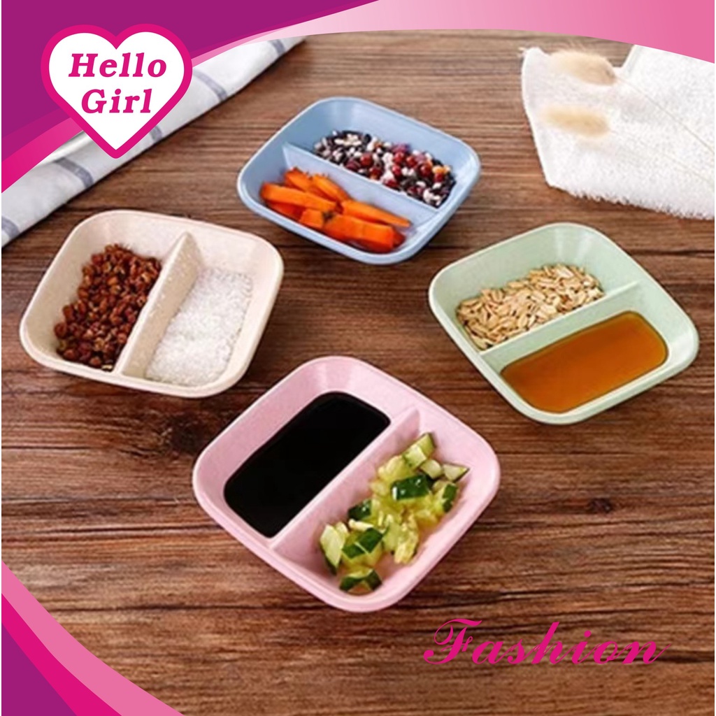 (Hello Girl) D09 Mangkok Sambal Kecap Kecil Dua Sekat Tempat Saos Mini Import