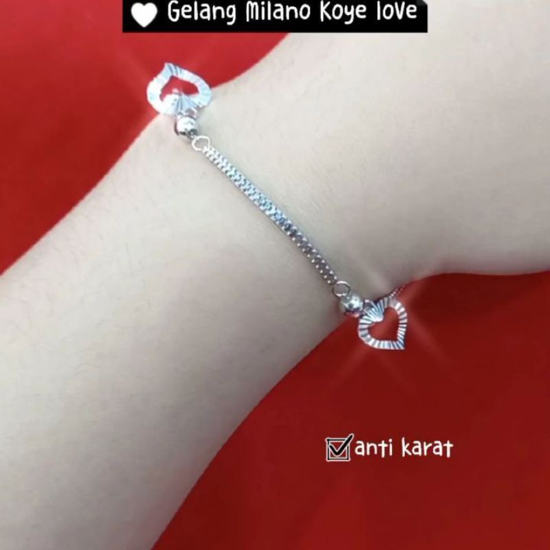 gelang milano koye perak lapis emas 925