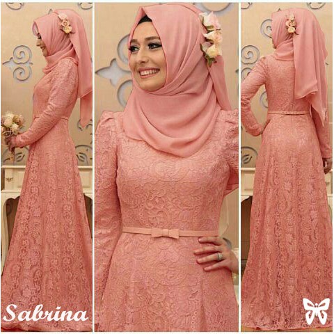 Baju Gamis Wanita / Gamis Pesta / Gamis Brukat / Busana Long Dress Muslim Sabrina