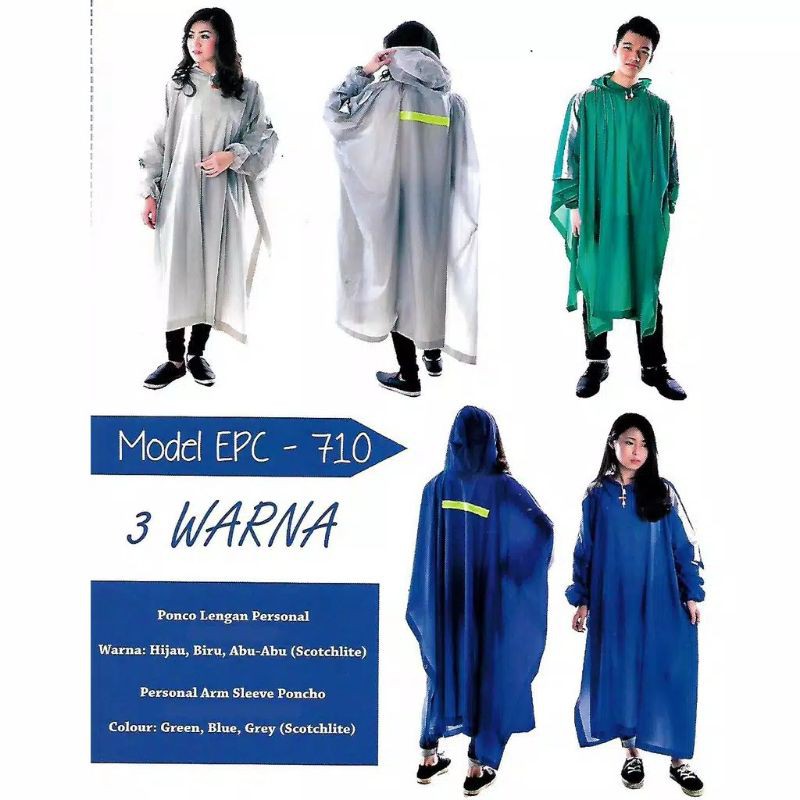 Jas Hujan Poncho Ponco Lengan Personal Elmondo 710 / Jas ujan Dewasa Murah Pria Wanita Terlaris laku