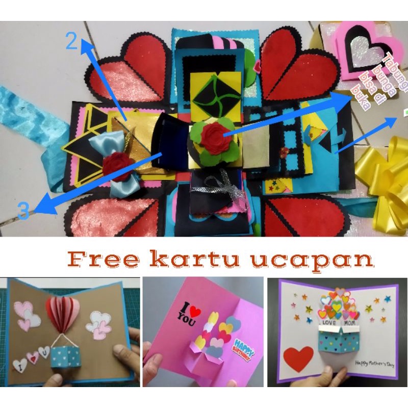 explosion box kado ulang tahun kekasih free kartu ucapan unik