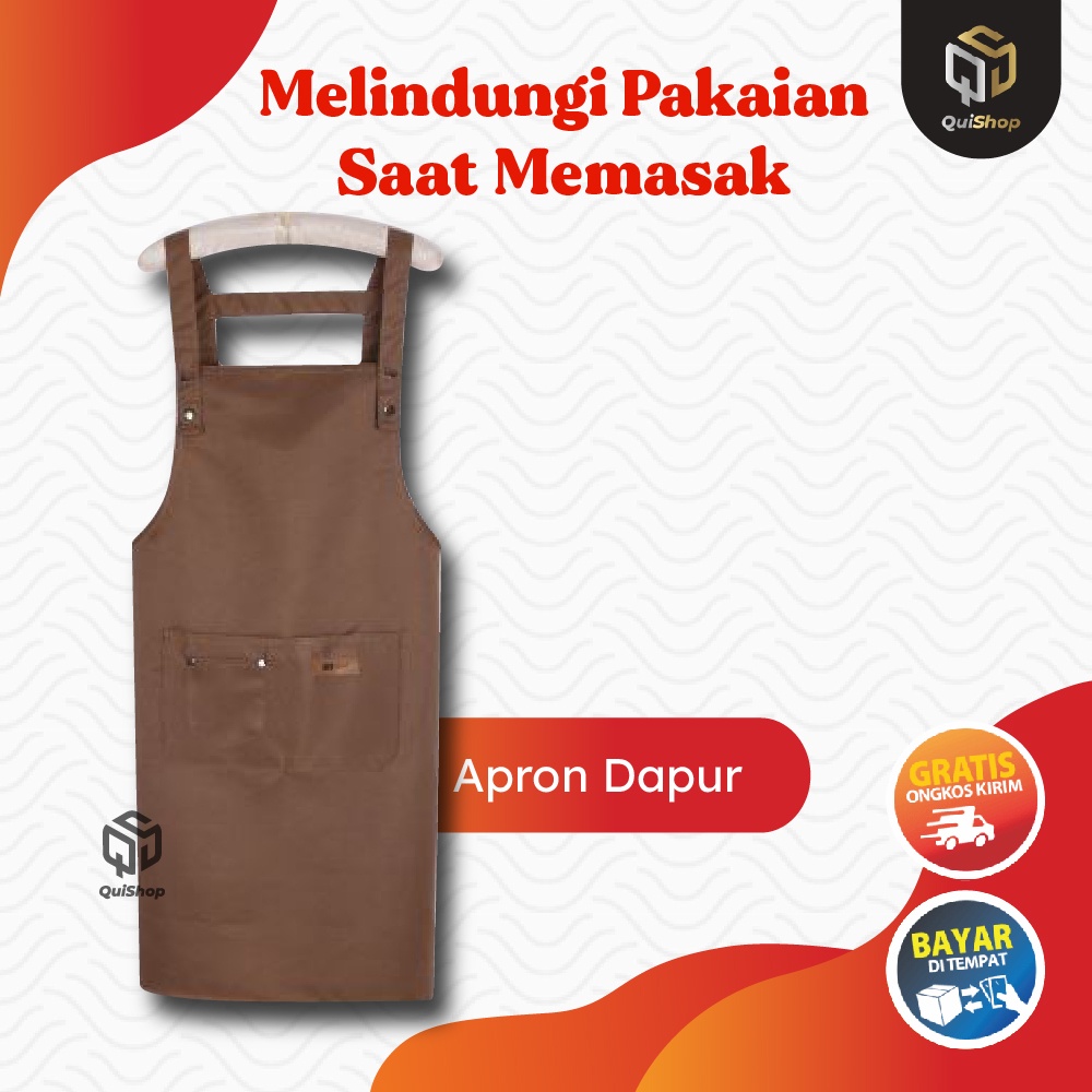 Apron Celemek cotton Barista Masak Kitchen Chef Barbershop waterproof