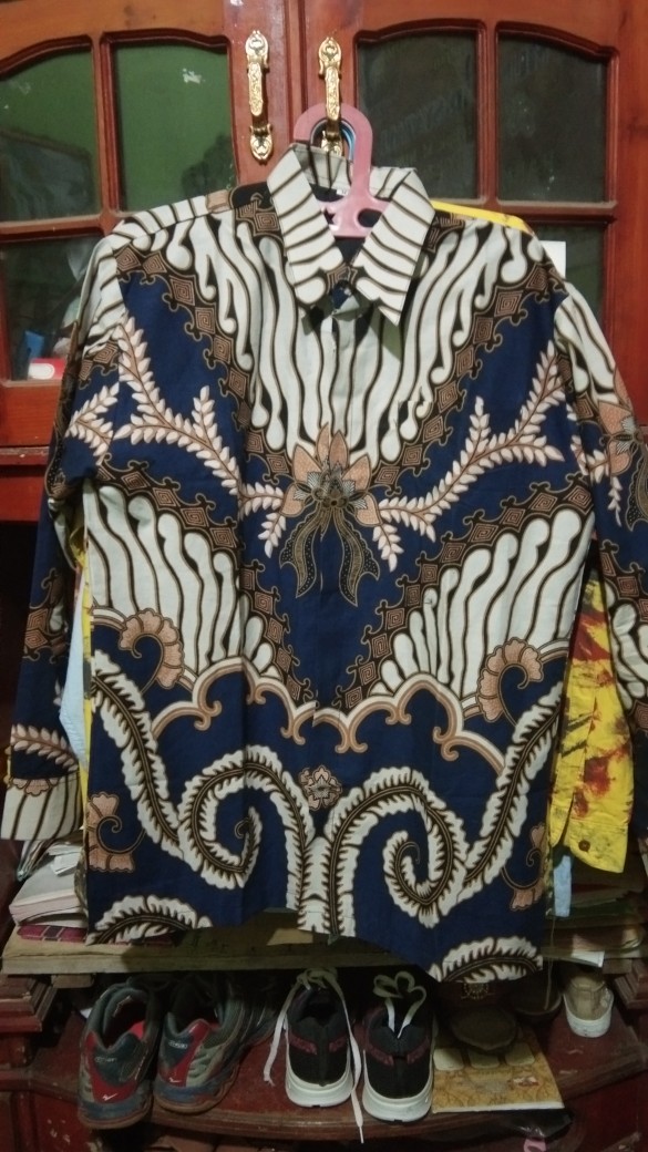 Tadakara Dongker Kemeja Batik Pria Full Furing Bahan Katun Halus Baturaden