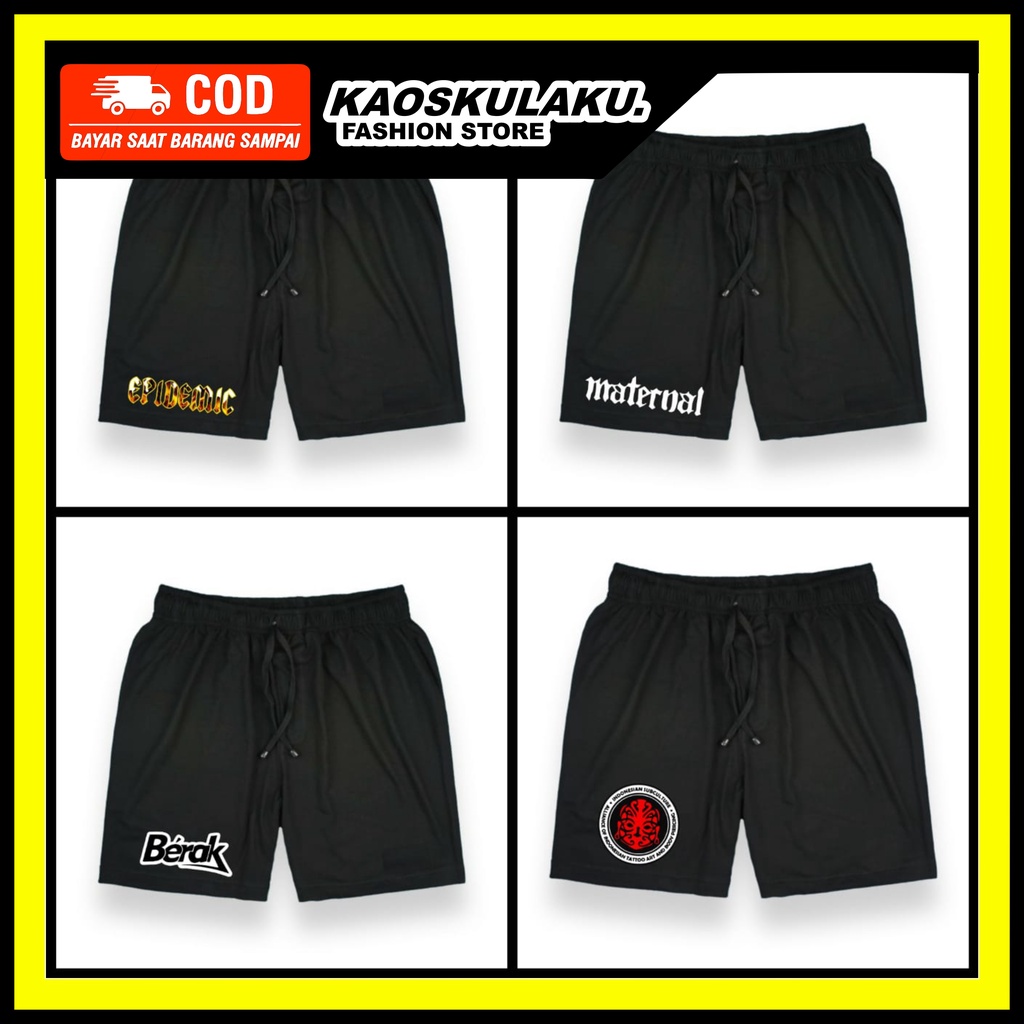 BOXER HITAM DISTRO CELANA PENDEK PRIA MOTIF EPIDEMIC BAHAN KATUN TEBAL ATAU CELANA BOXER PRIA