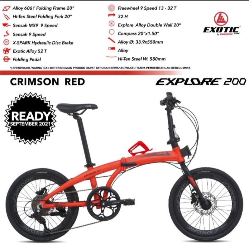 Sepeda Lipat 20 Inch EXOTIC EXPLORE 200 Rem Hydraulic 9 Speed
