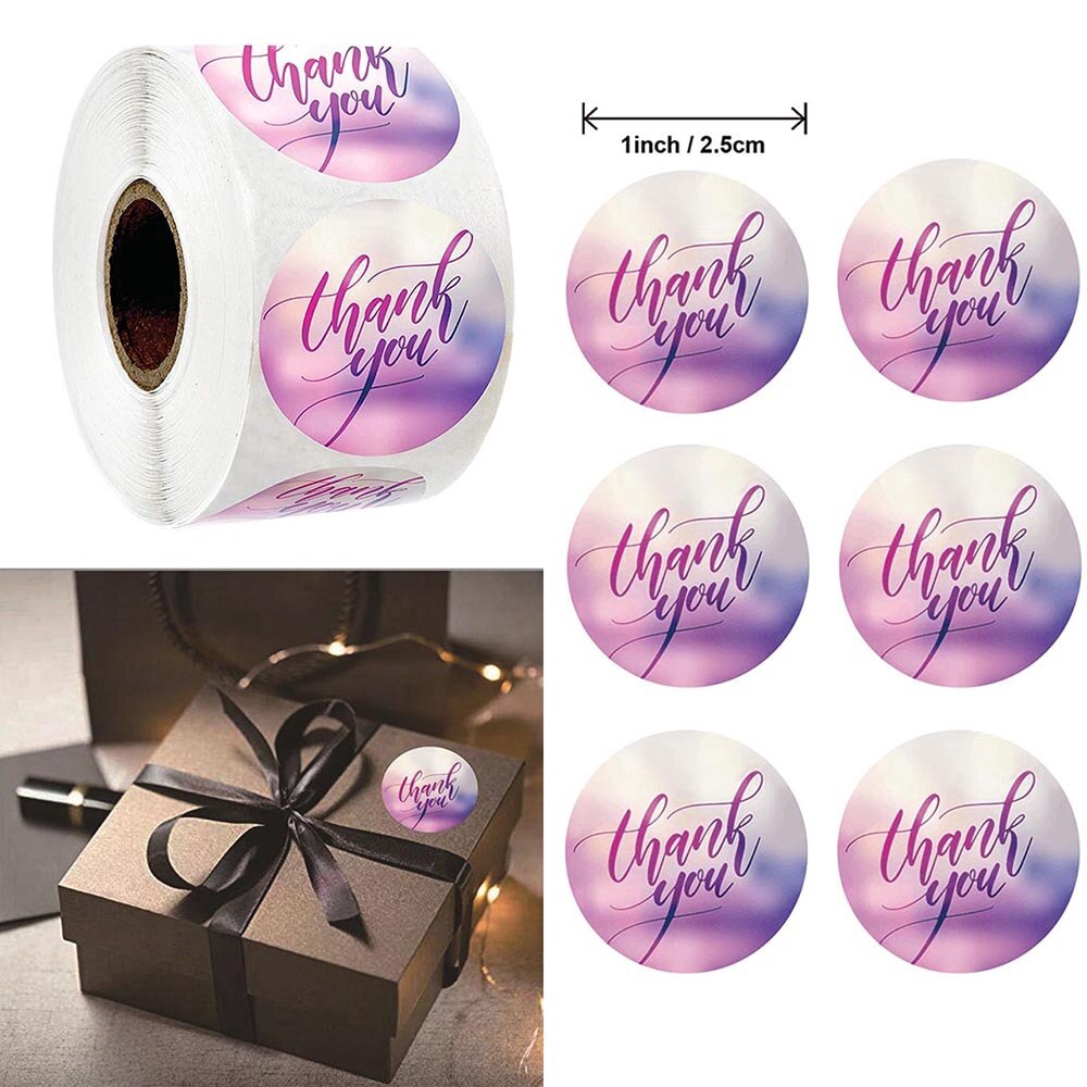 500pcs Stiker Label Thank You Warna Warni Ukuran 1 Inci 500pcs Stiker Label Thank You Warna Warni Ukuran 1 Inci