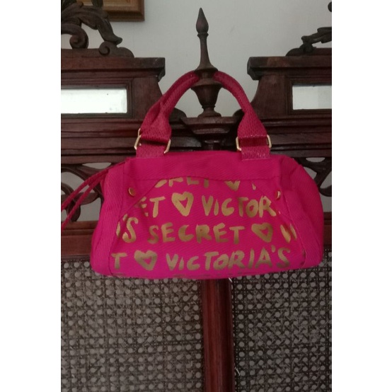 Preloved mini bag Victoria's Secret fuschia & gold
