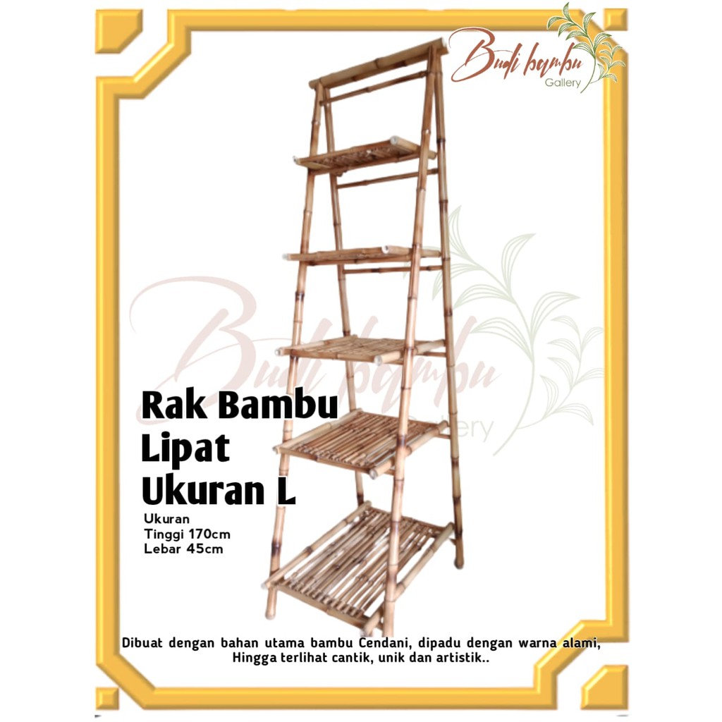 RAK BAMBU DEKORATIF BISA DILIPAT 5 STEP CANTIK MURAH