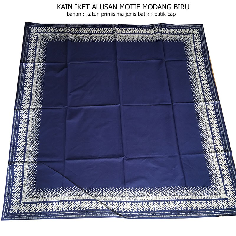 Blangkon Lipat Alusan Motif Modang Biru Kain Udeng Iket