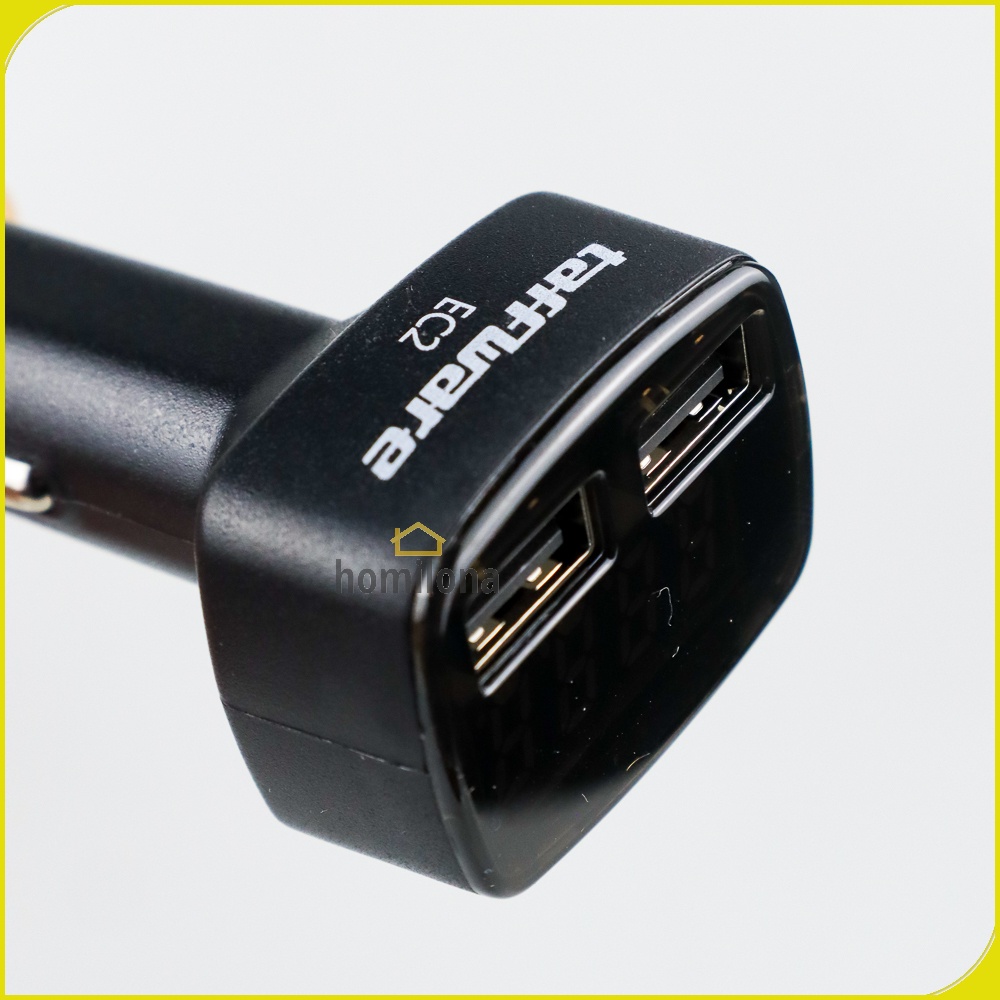 Dual USB Car Charger with LED Display - Taffware EC2 - Black