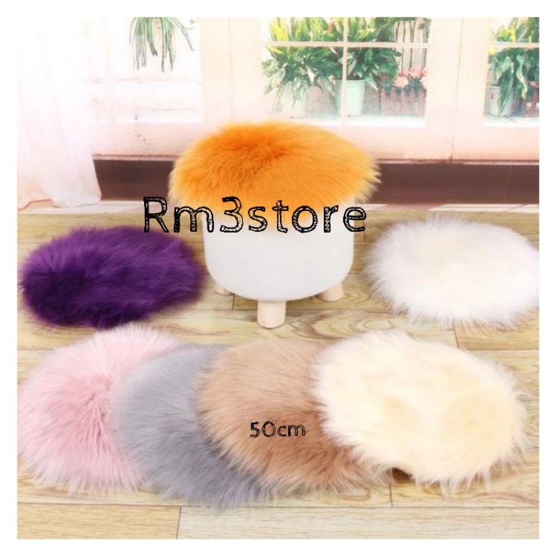 karpet bulu korea bulat untuk taplak meja dan dekorasi kamar