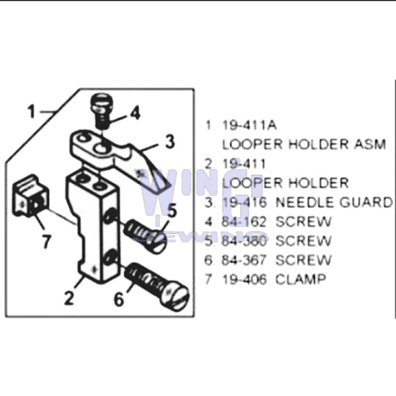 No 19416 Tahanan Looper Mesin Jahit Karet Kansai