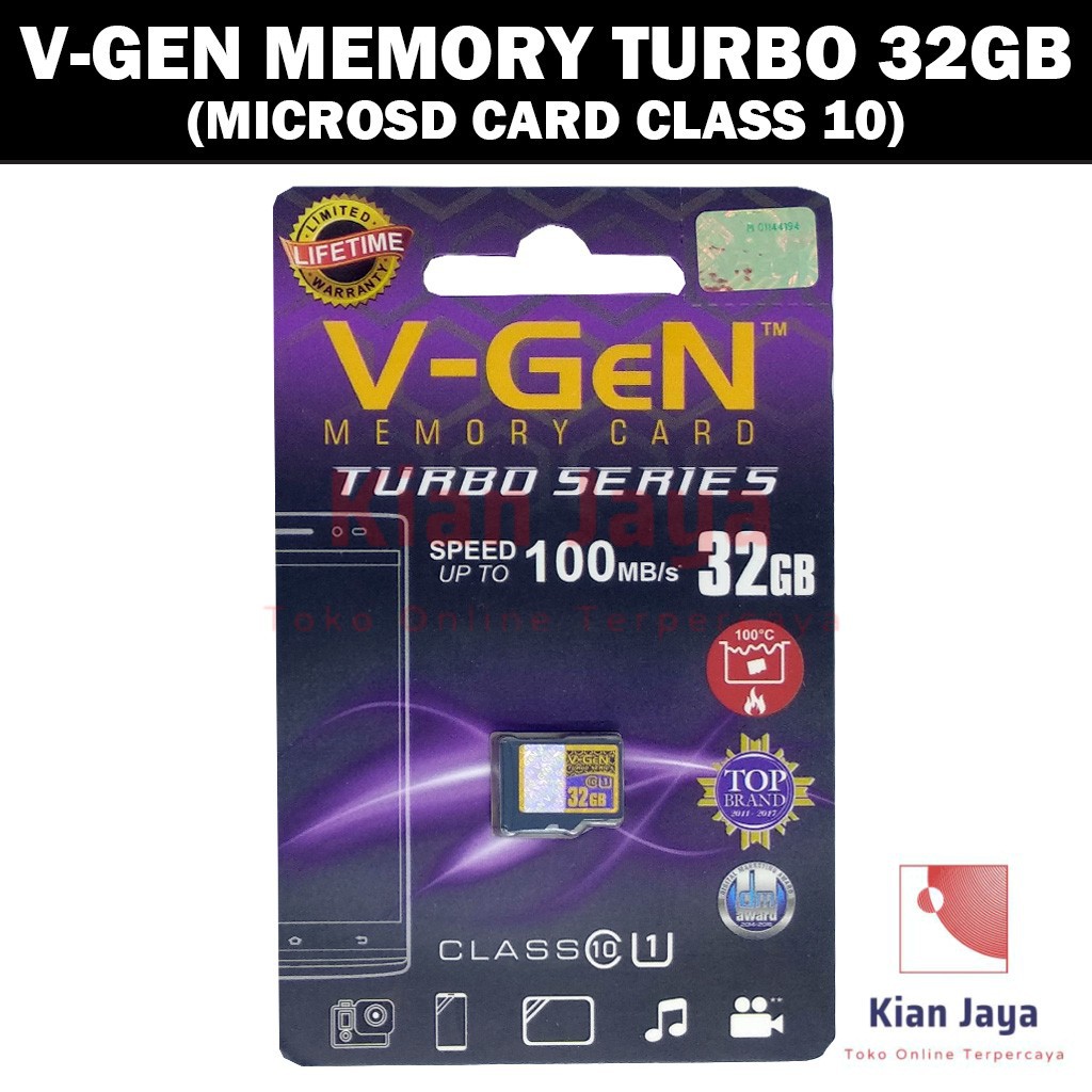 V-GEN Turbo 32 GB - Kartu Memori Microsd Card Vgen 32GB Class 10 Original Garansi Seumur Hidup Memory Hp Micro SD