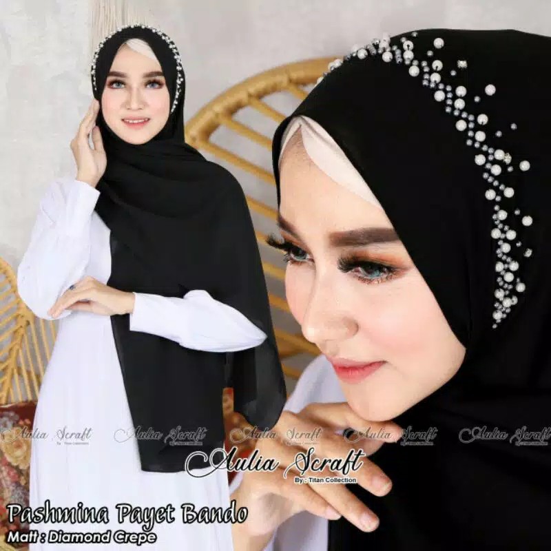 HIJAB PASHMINA PAYET BANDO / PASHMINA PAYET BANDO DIAMOND CREPE