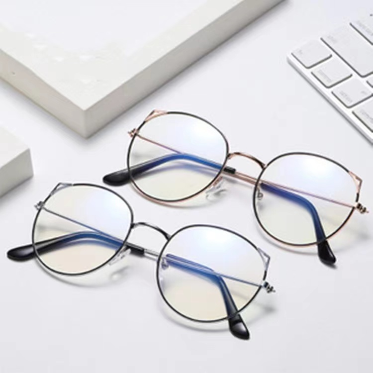 (Rowling)Impor murah Frame Kacamata Wanita dan Pria Gaya Retro Round Eyeglasses Metal Frame Kacamata Fashion-1