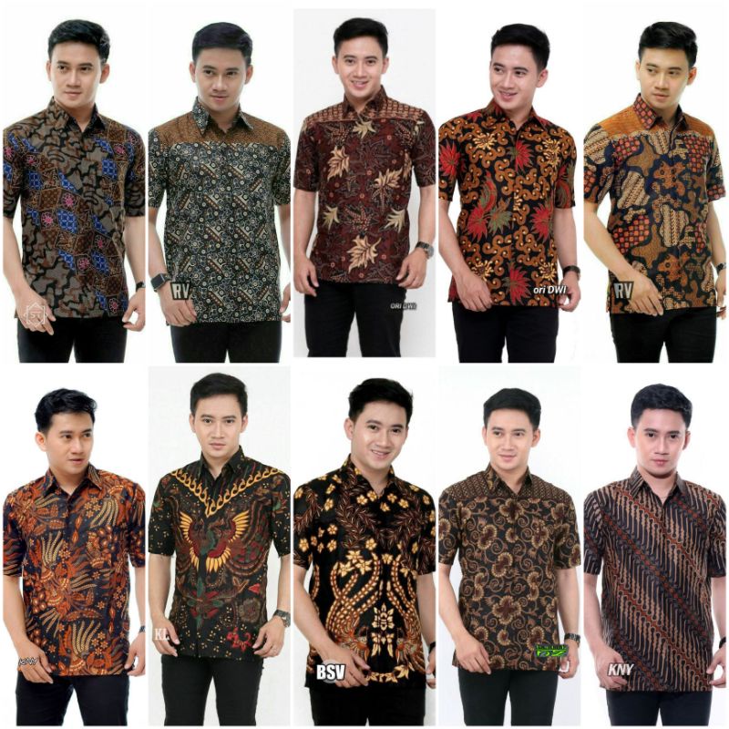 HEM BATIK PRIA WARNA COKLAT BATIK PRIA LENGAN PENDEK BROWN BLACK