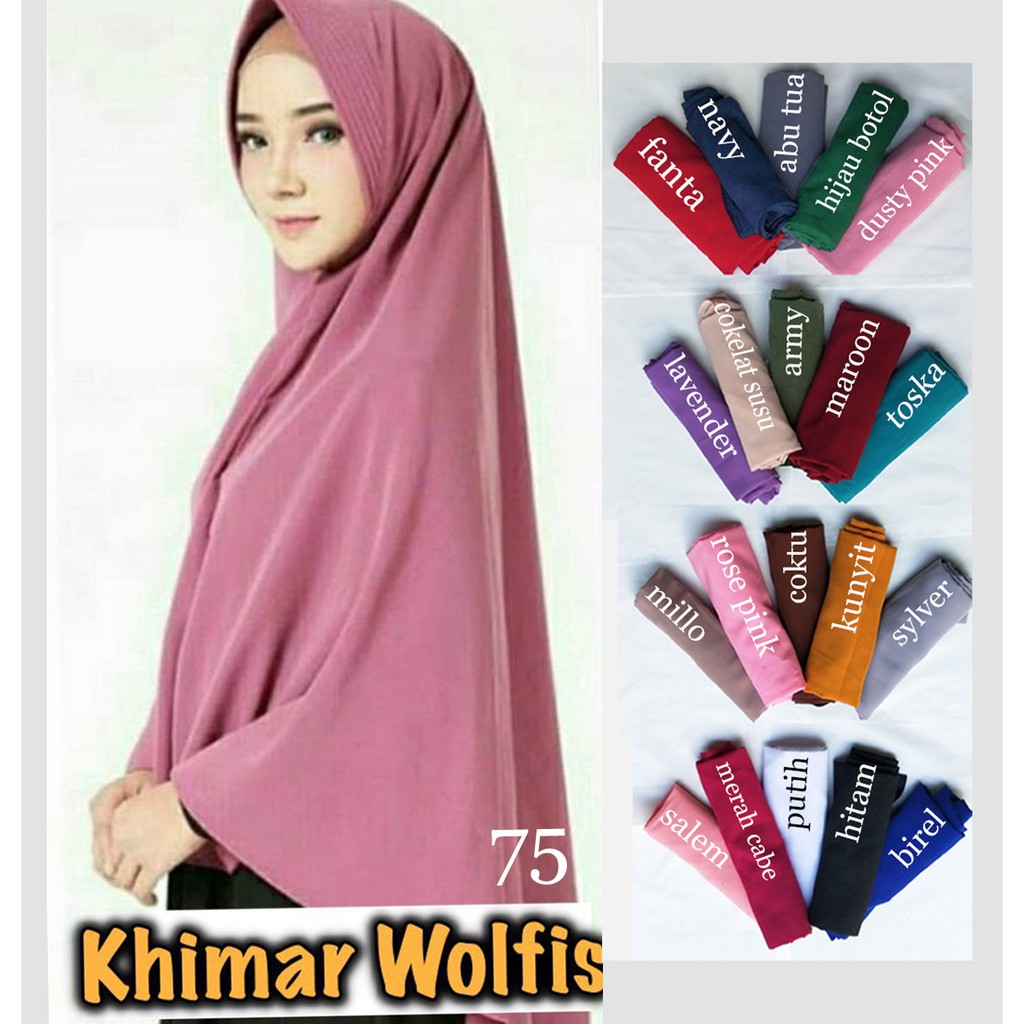 KHIMAR JUMBO 75 X 90  XL WOLFIS BERGO JILBAB HIJAB SYARI STANDARD TERLARIS SEMUA KALANGAN INSTAN PE