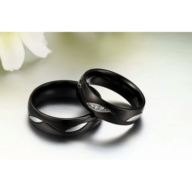 Cincin Couple / Tunangan / Nikah / Pasangan / Titanium Hitam C017B