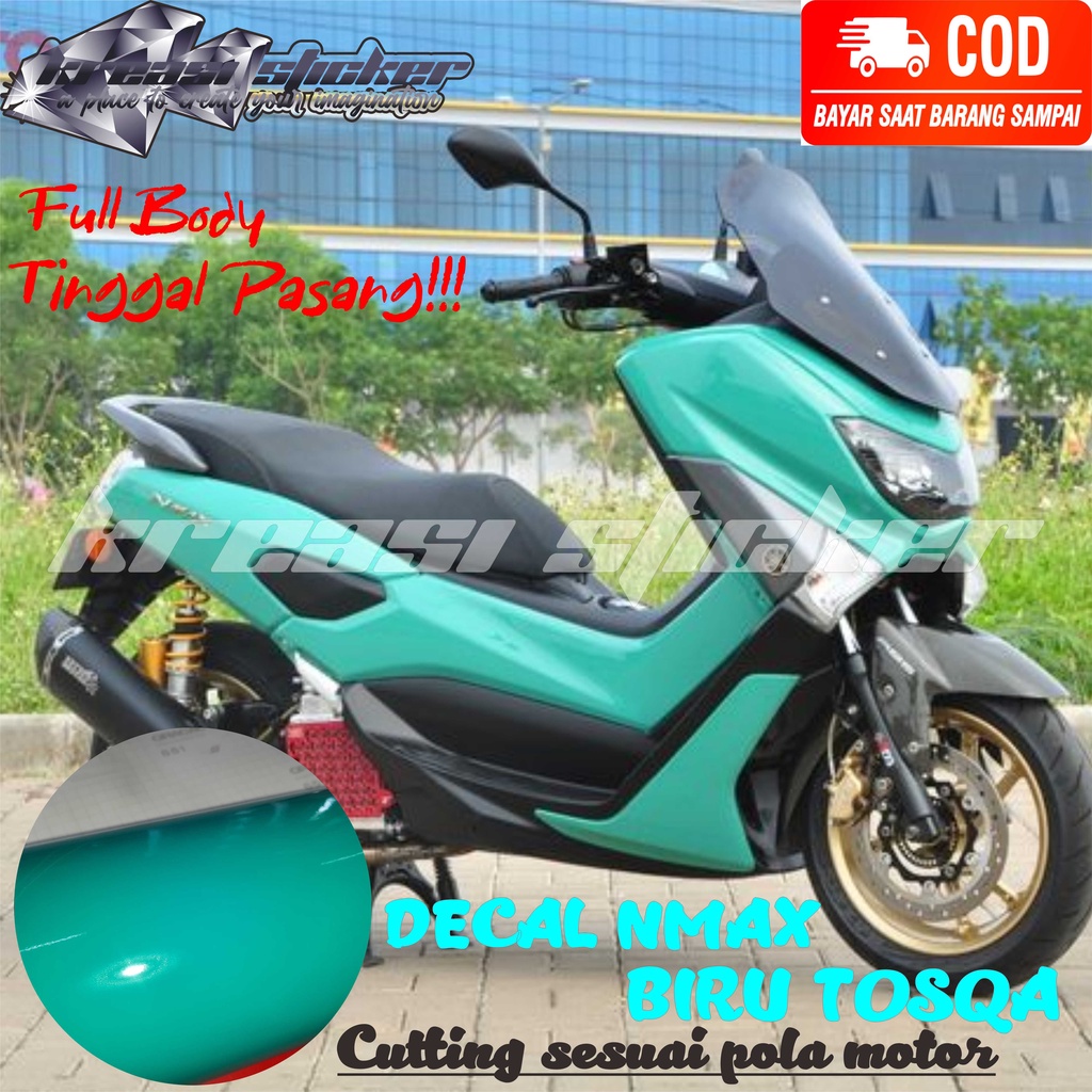 DECAL STIKER NMAX POLOS WARNA HIJAU TOSKA CUTTING POTONGAN SESUAI POLA MOTOR