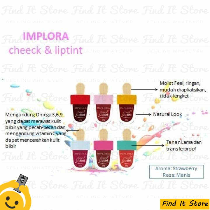 Implora Cheeck and Liptint Lip Tint Jelly Tint BPOM Original