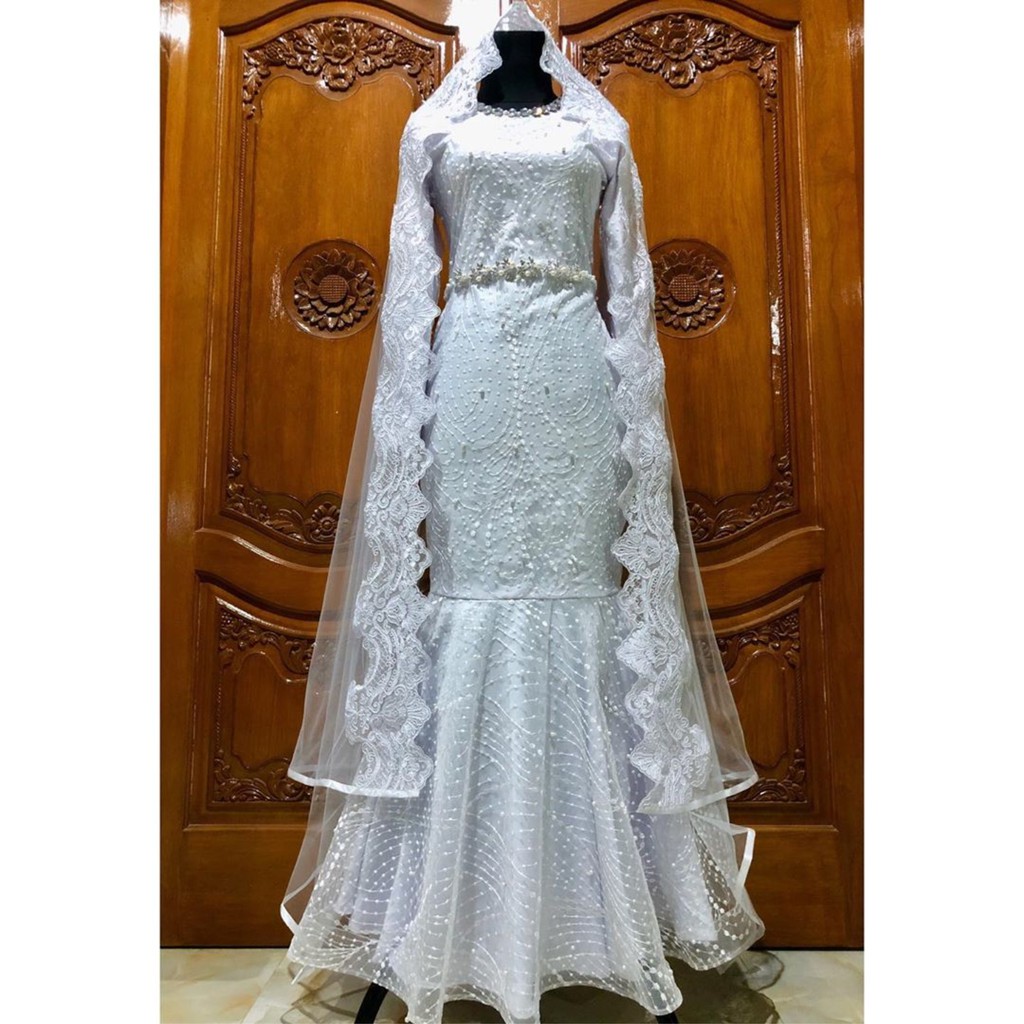 Gaun Pengantin Gaun Akad Nikah Gamis Putih Kebaya Lamaran Kebaya Wisuda Wedding Dress Muslimah Shopee Indonesia