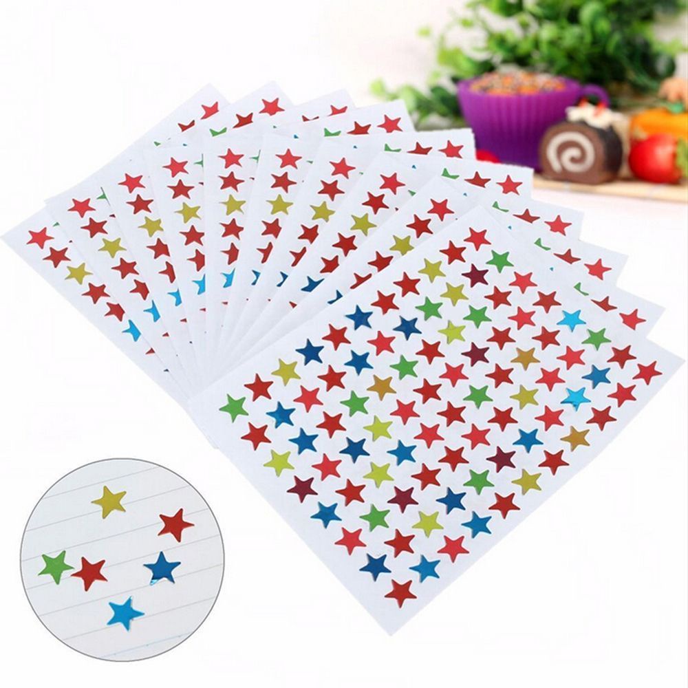 QUINTON 880Pcs Star Shape Stickers Labels Hot for School Children Teacher Reward Encourage New DIY Craft Homework Kids/Multicolor