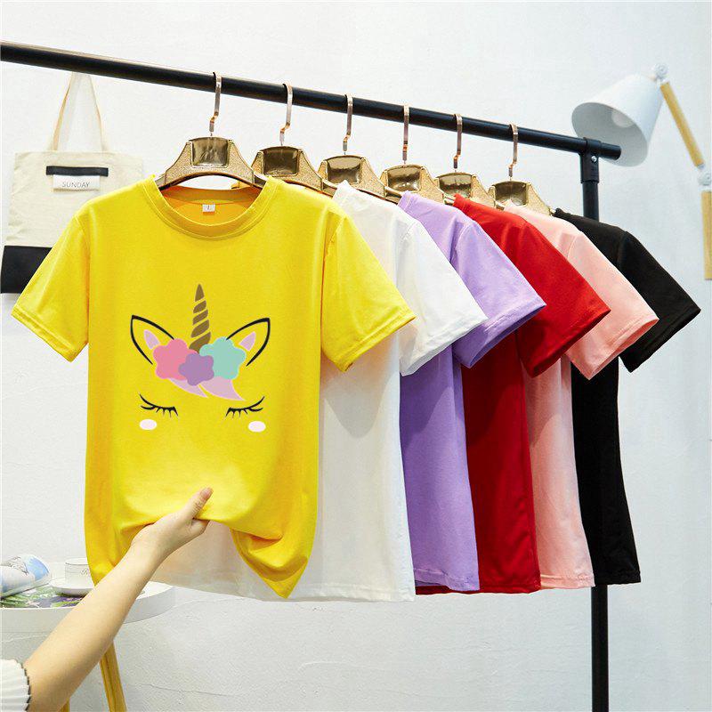  Kaos  T Shirt Model Longgar Lengan Pendek Print Unicorn 