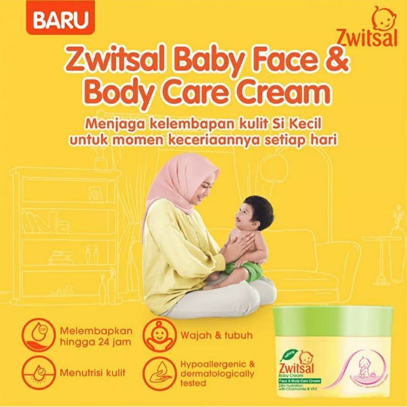 Zwitsal Baby Face &amp; Body Care Cream 50gr - Krim Wajah Tubuh Bayi 50 gr