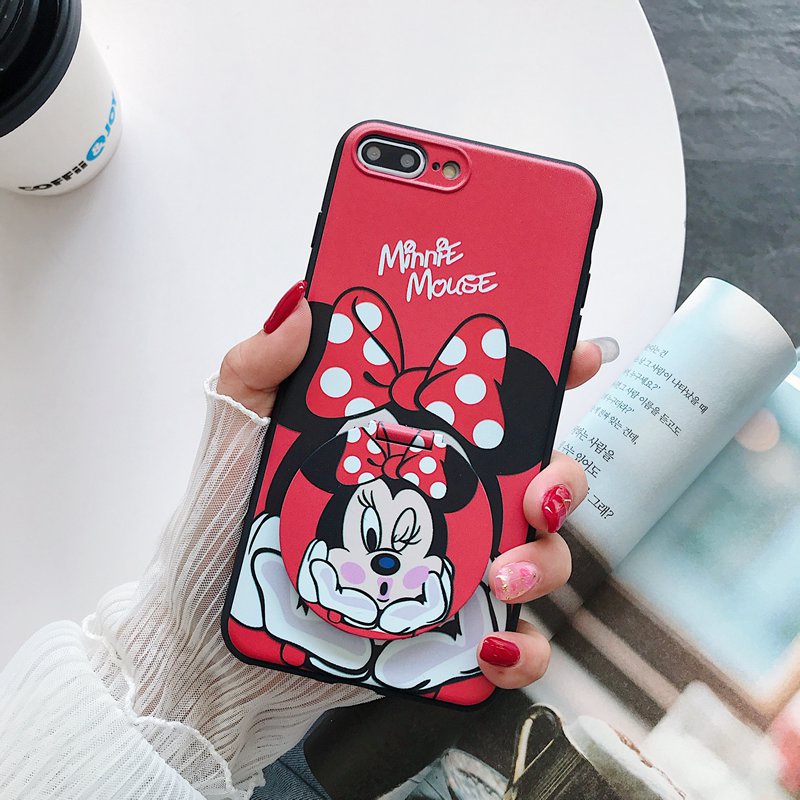 Makeup Mirror Case OPPO A57 A77S A17 A96 A76 A36 A17K VIVO Y21S Y21A Y21E Y21T Y21G Y22S Y35 Y16 Y16 Y02S Redmi 9A 9C 10 Note 9 10 11 Pro Note 10S 11S Hitam Mickey Miinie Casing hp OPPO