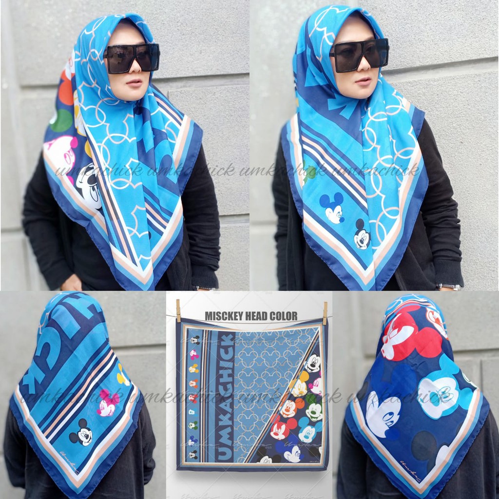 HIJAB MISKEY HEAD COLOR – JILBAB VOAL SEGIEMPAT SCARF PRINTED UMKACHICK