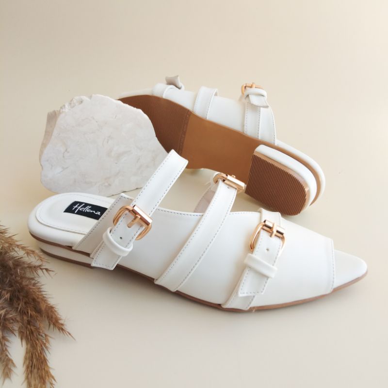 HELLENA - SANDAL PESTA WANITA HAK PENDEK UJUNG LANCIP TERBUKA