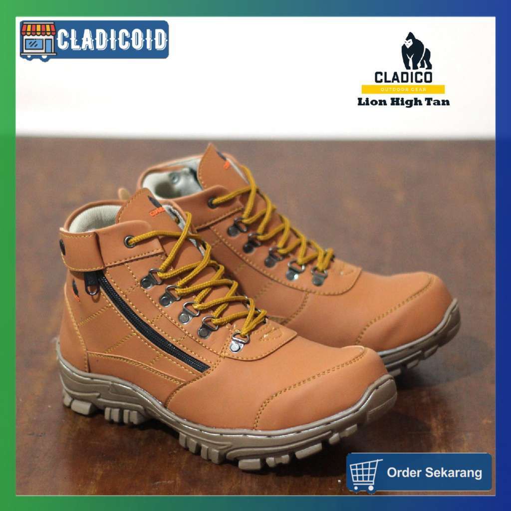 SEPATU SAFETY PRIA UJUNG BESI BIG SIZE 44-46  SEFTY BOOTS KERJA LAPANGAN PROYEK CLADICO LION TINGGI