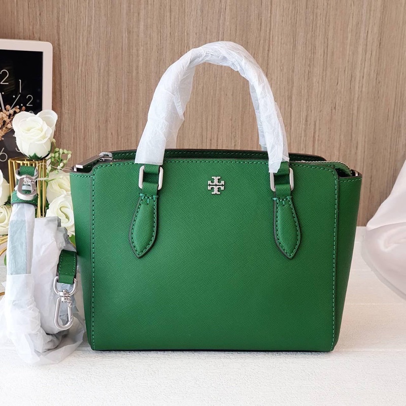Tory Burch emerson mini Satchel top zip arugula