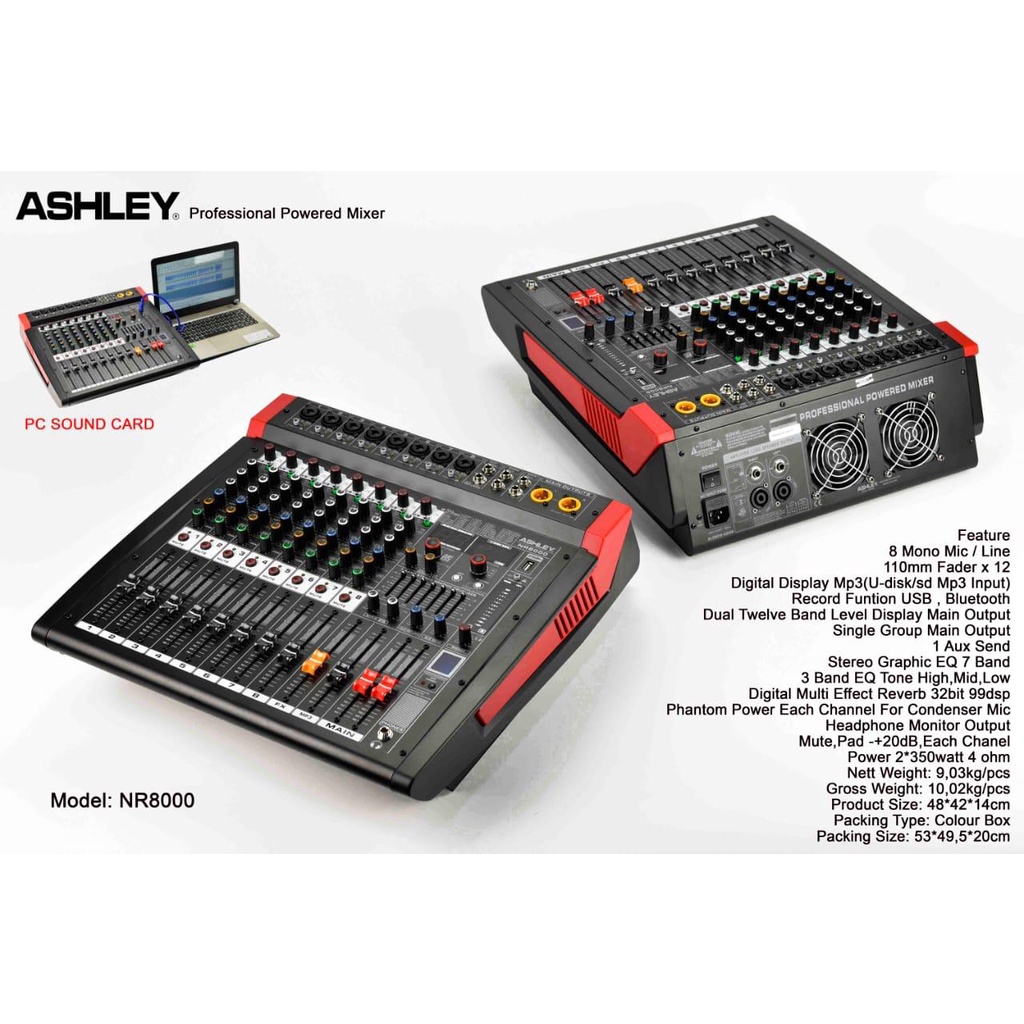 (PETI KAYU) Power Mixer Ashley Nr8000 ORIGINAL Ashley Nr 8000 Garansi Resmi NR8000