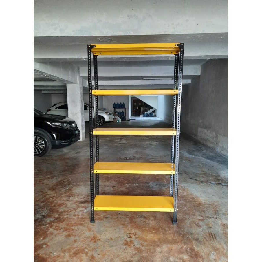 Rak Siku Besi 5 Ambalan 120 X 30 X 200 Cm (P X L X T) - Kuning Kak_Isel