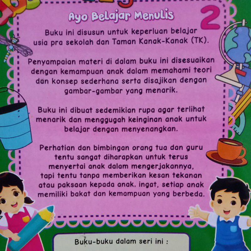 Buku Ayo Belajar Menulis Jilid 2 Untuk Paud dan Tk