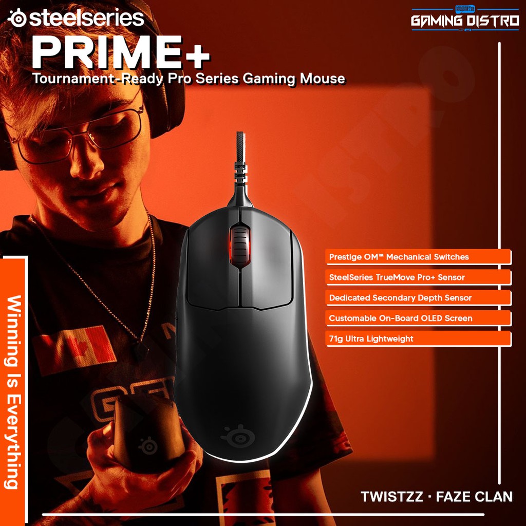 Mouse Gaming SteelSeries Prime+ Wireless - Hitam Ergonomic