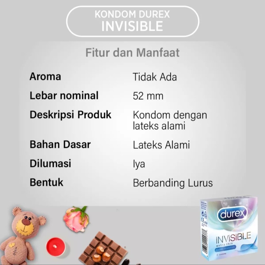 KONDOM DUREX INVISIBLE paling Tipis extra thin EXTRA SENSITIVE