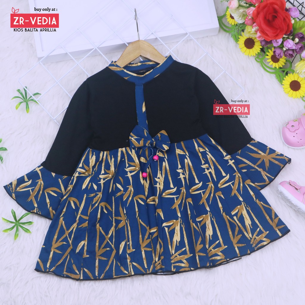 Dress Sissy 1-2 Tahun / Dress Anak Lengan Panjang 3/4 Baju Perempuan Dres Blouse Terompet Cutbray