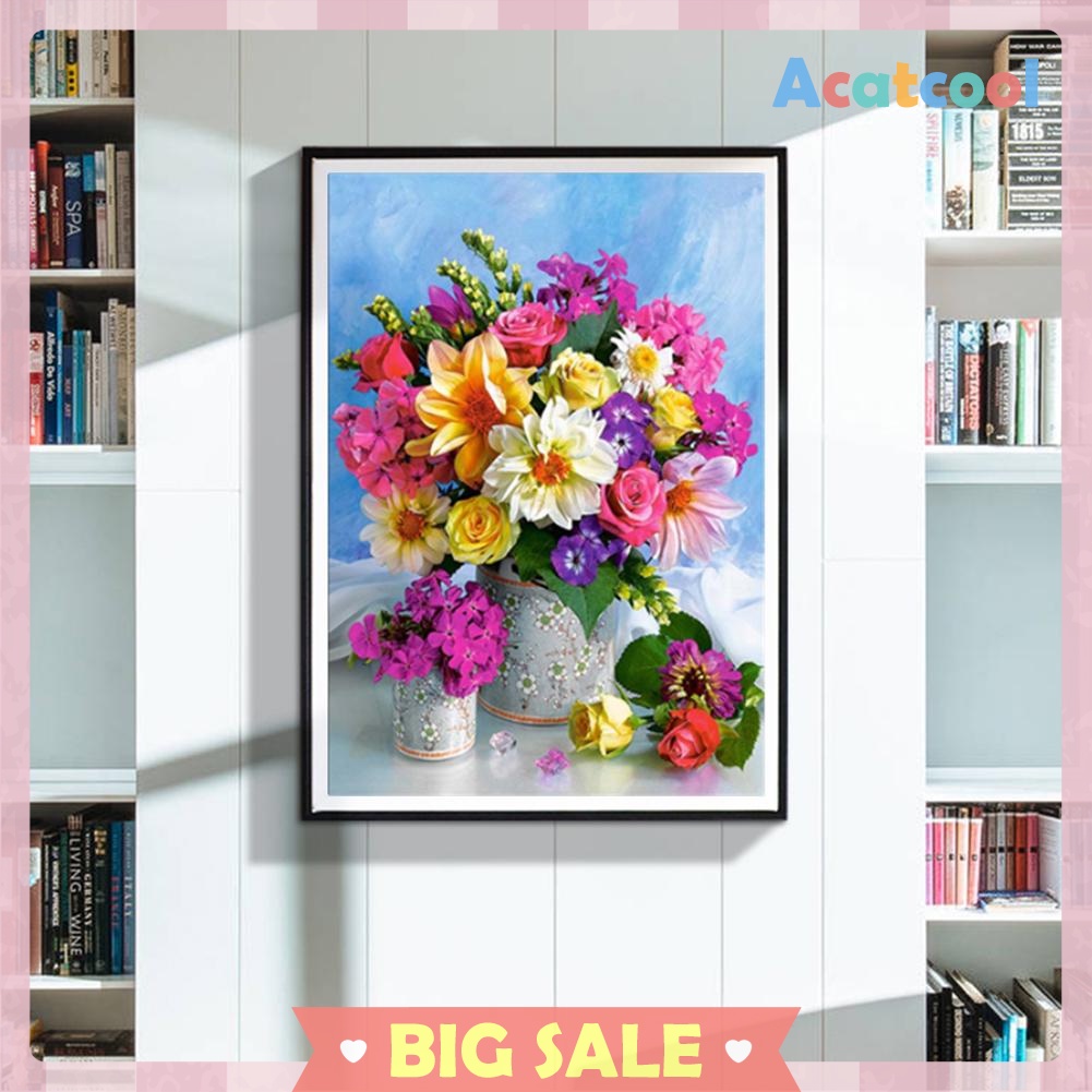 5D DIY Full Drill Diamond Painting Colored Flower Cross Stitch Mosaic Kit