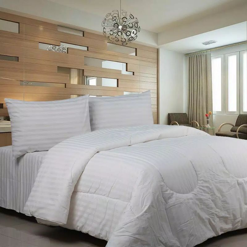 BEDCOVER SET MOTIF DOBBY SALUR|•| BEDCOVER KATUN|•| SPREI ANTI GESER