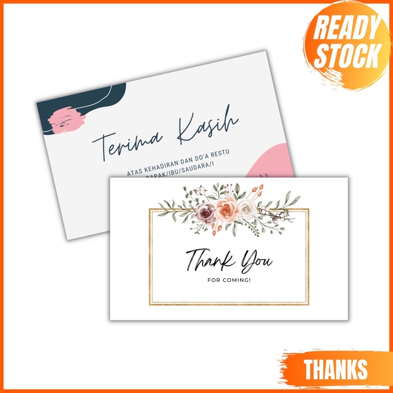 THANKCARD UCAPAN TERIMAKASIH KARTU SOUVENIR WEDDING ULTAH KHITAN SEGALA ACARA READY STOK SIAP KIRIM