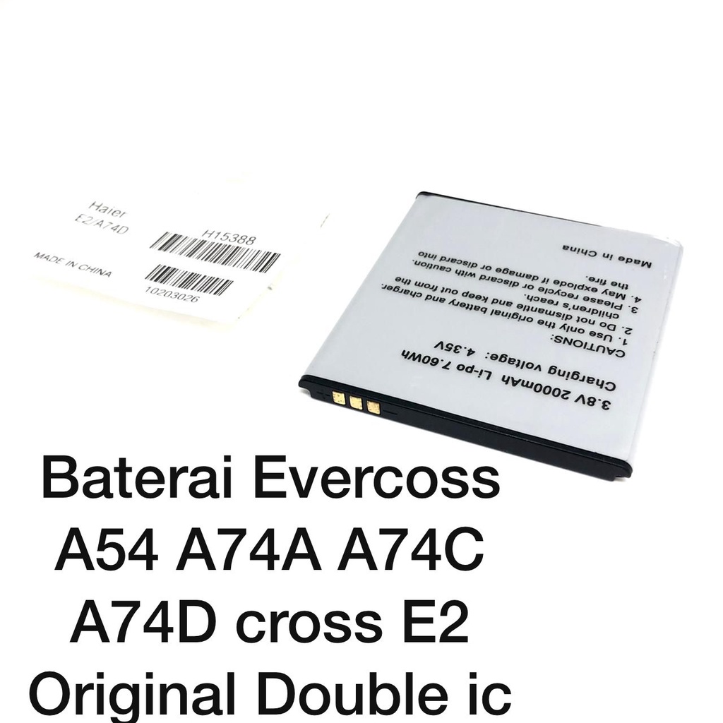 PROMO Baterai Evercoss A54 A74A A74C A74D E2 Original Double Power Batre Battery HP Cross Evercross non packing