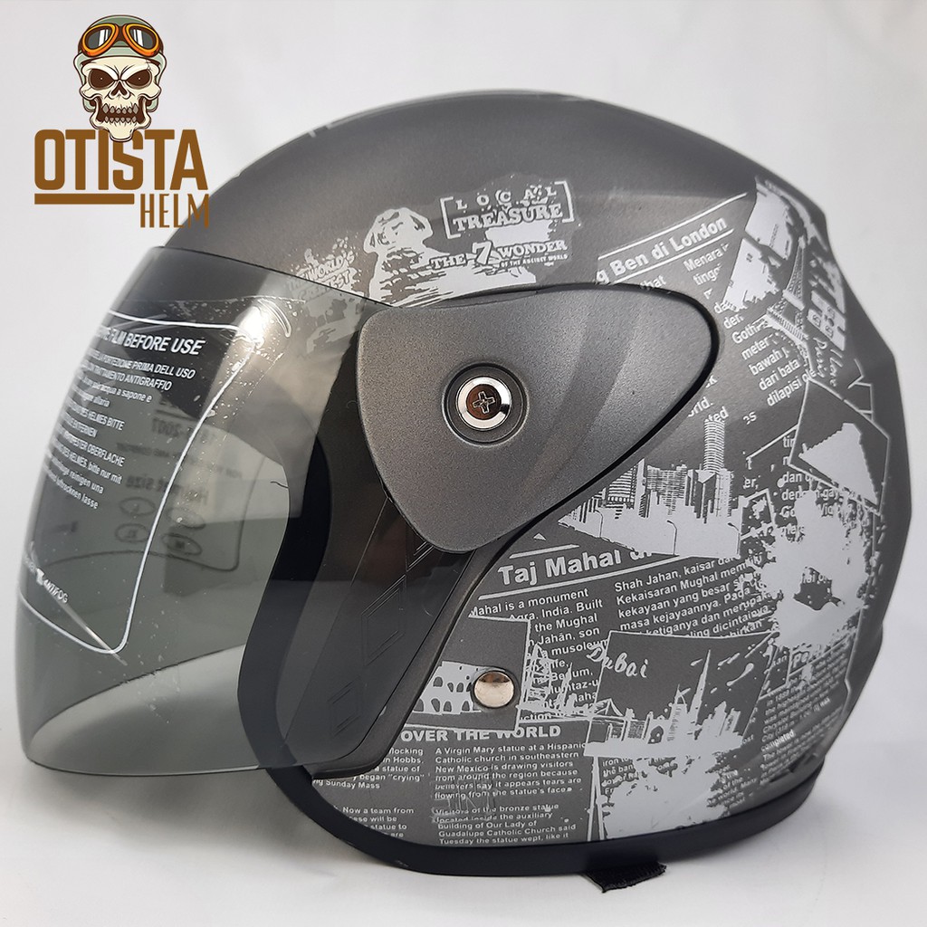 Helm Half Face Bnh Evo News Grey Doff Matte Helm Murah Abu Abu Size L