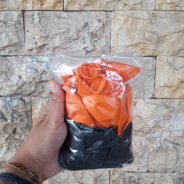 Balon Latex Metalix Warna Hitam Orange || 12 inch || 1 Plastik isi 30pcs || Balon TEBAL