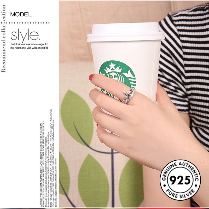 Cincin Sterling Silver 925 Model Mahkota Elegan Warna Rose Gold Untuk Wanita