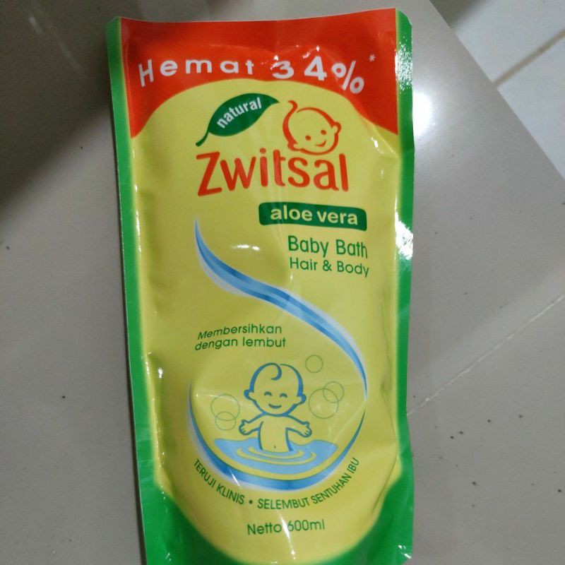 Zwitsal aloe vera baby bath hair&amp;body 600ml