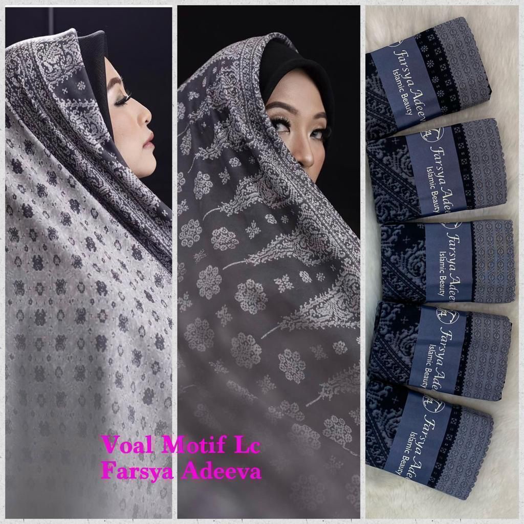 Kerudung segiempat motif terbaru segiempat motif deenay kw bahan voal grosir segiempat motif termurah Safa Hijab-UKIR HITAM